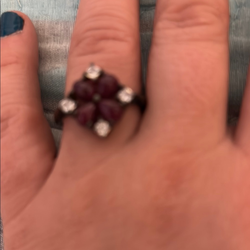 Ruby Floral Ring with Diamond Highlights